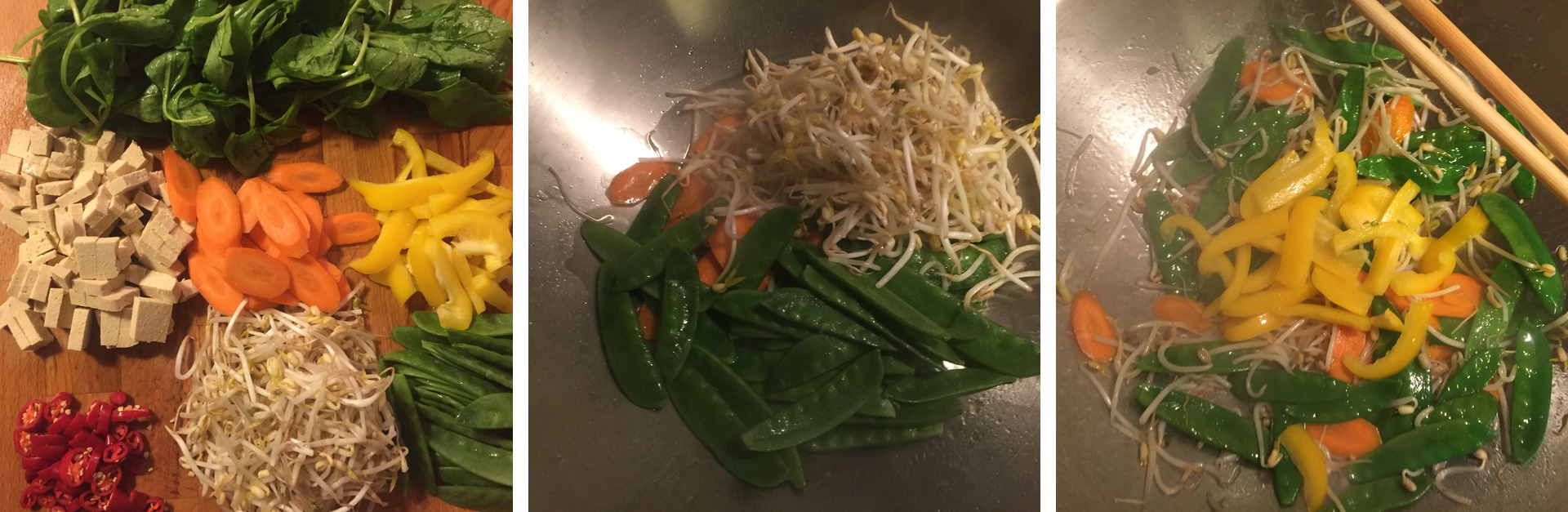 Mise-en-place and stir-frying the vegetables
