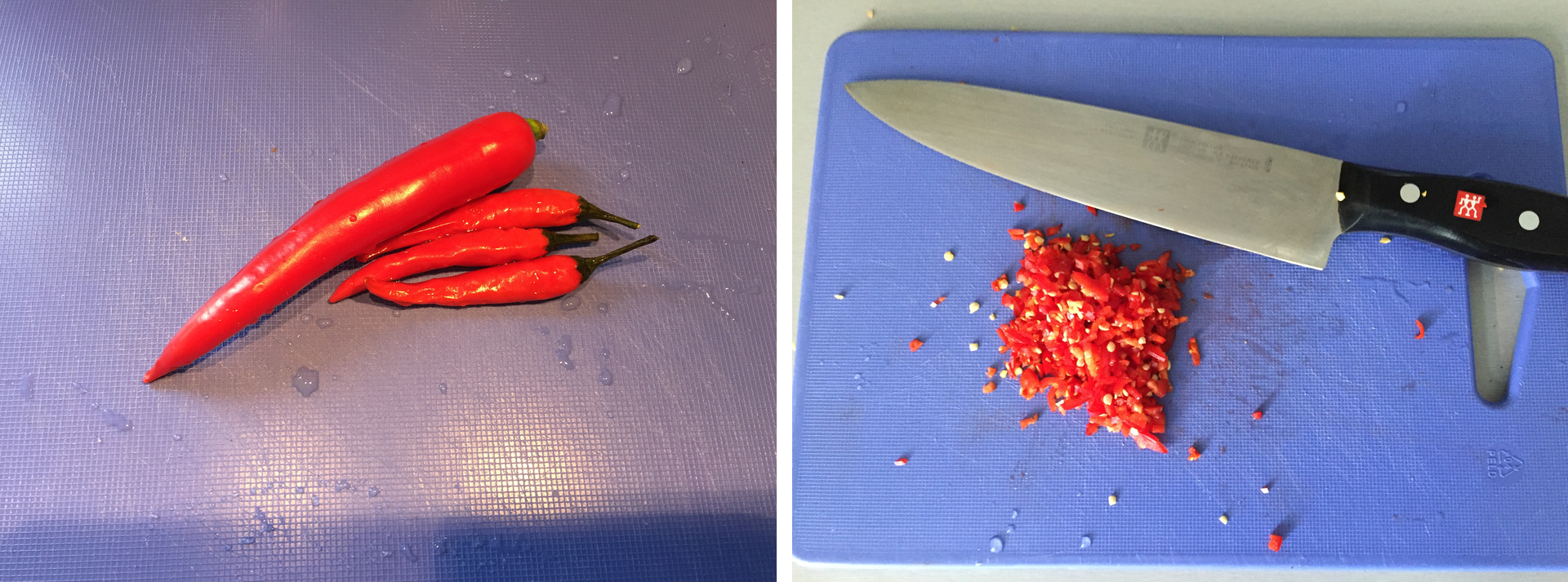 Chopping chilies