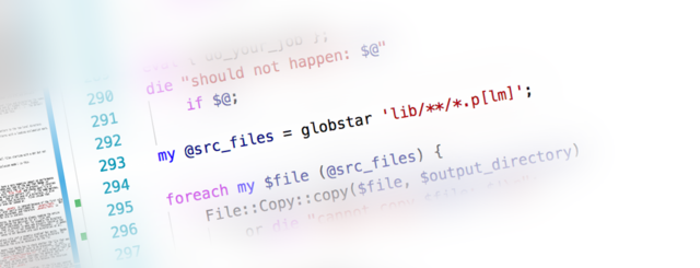 Perl code with globstar
